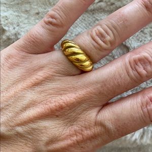 Scalloped gold plated dome ring